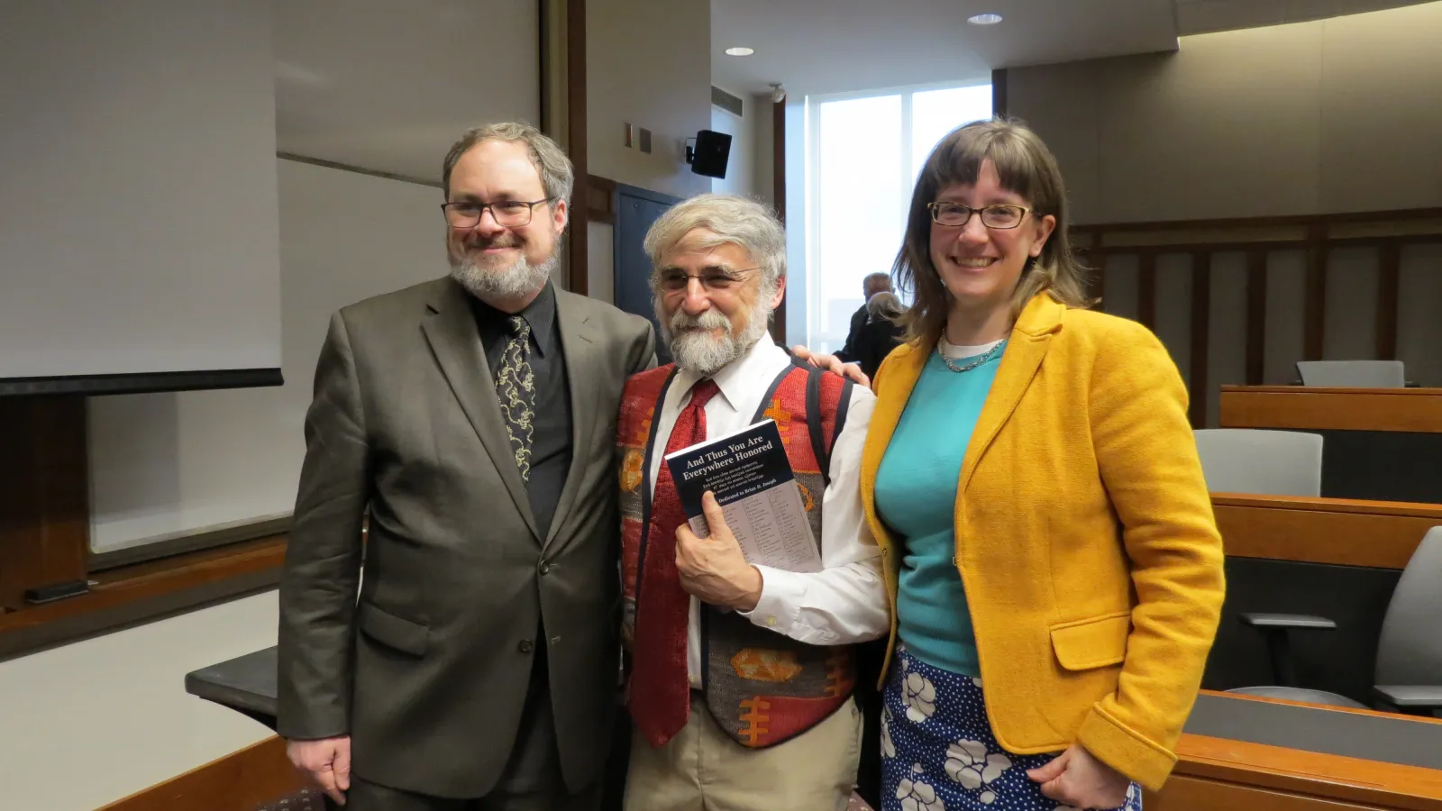 Brian Joseph, with Festschrift presenters Dan Collins and Andrea Sims