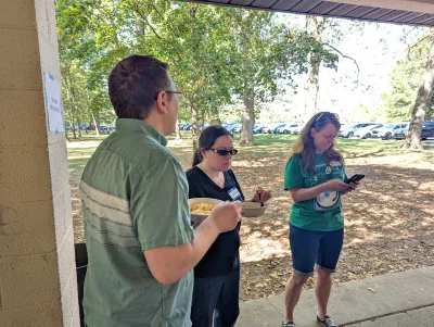 people visiting at the picnic
